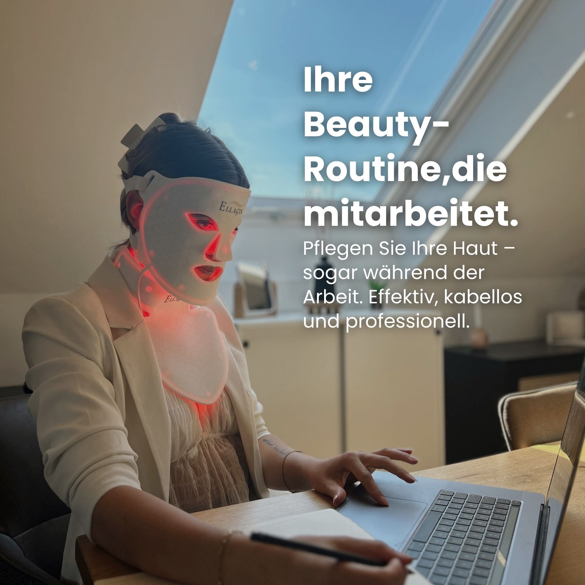 Ellagin Medizinische LED-Gesichts-,Hals und Dekolletémaske Professionelle LED-Lichttherapie